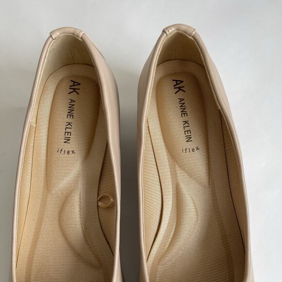 Anne Klein Mildred Nude Low Wedge Cap Toe Slip On Shoes 10 M iFlex Padded Insole - Picture 4 of 12